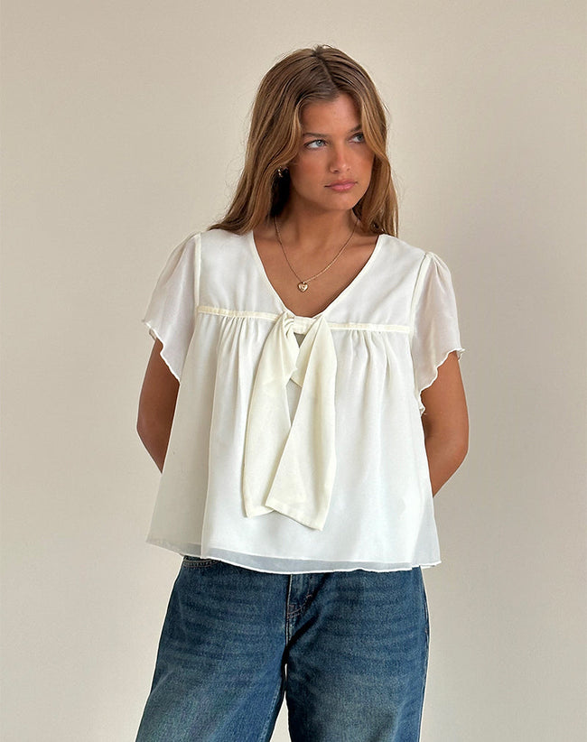 Image of Rike Longline Top in Chiffon Ivory