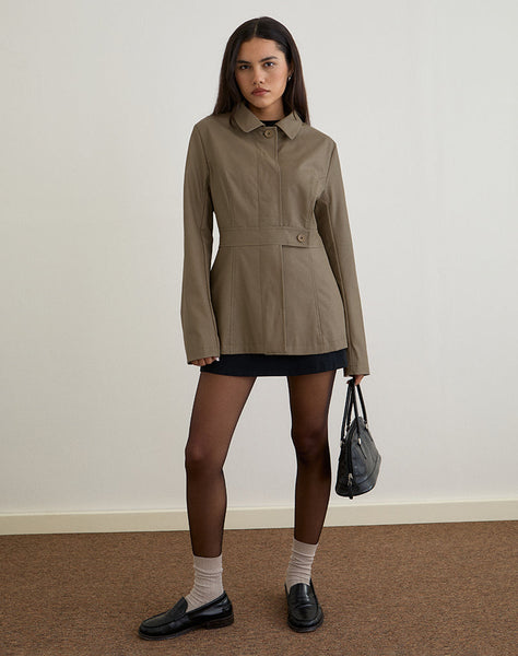 Image of Riku Coat in PU Mushroom
