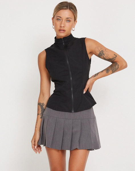 image of Rilyn Zip Up Vest Top in Black