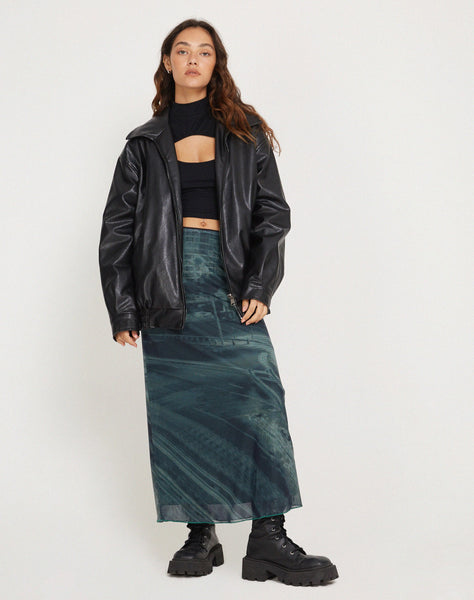 image of Rindu Midi Skirt in Cityscape Green