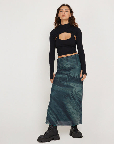 image of Rindu Midi Skirt in Cityscape Green