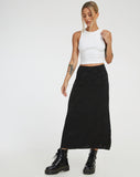 image of Rindu Midi Skirt in Satin Rose Black