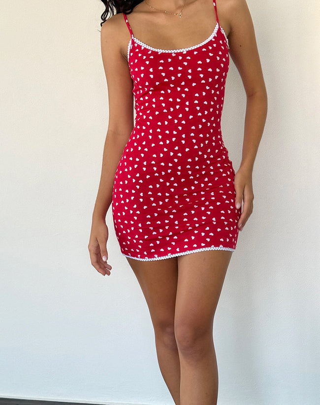 Image of Riniki Bodycon Mini Dress in Heart Red