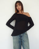 Image of Riot Asymmetric Longline Top in Black Chiffon