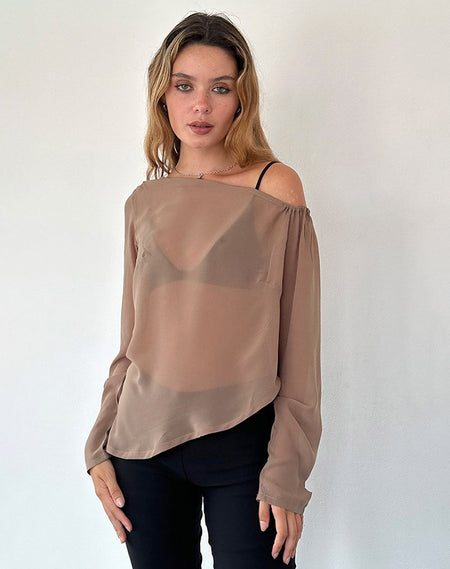 Lunica Long Sleeve Jersey Top in Jacquard Light Taupe