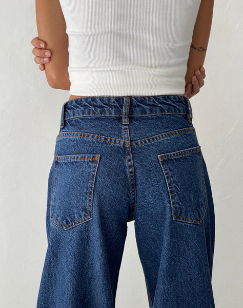 image of Ripped Roomy Extra Wide Low Rise Jean in Mid Blue Used