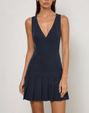 Image of Rita Pleat Mini Dress in Tailoring Navy
