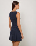 Image of Rita Pleat Mini Dress in Tailoring Navy