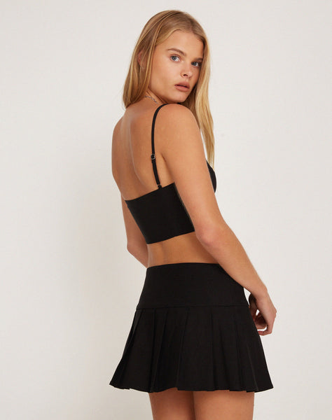 image of Rivas Crop Top in Tailoring Black with Pale Blue Trim