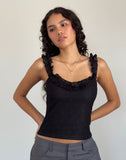 Image of Roberta Frill Edge Top in Lace Black