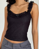 Image of Roberta Frill Edge Top in Lace Black