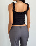 Image of Roberta Frill Edge Top in Lace Black