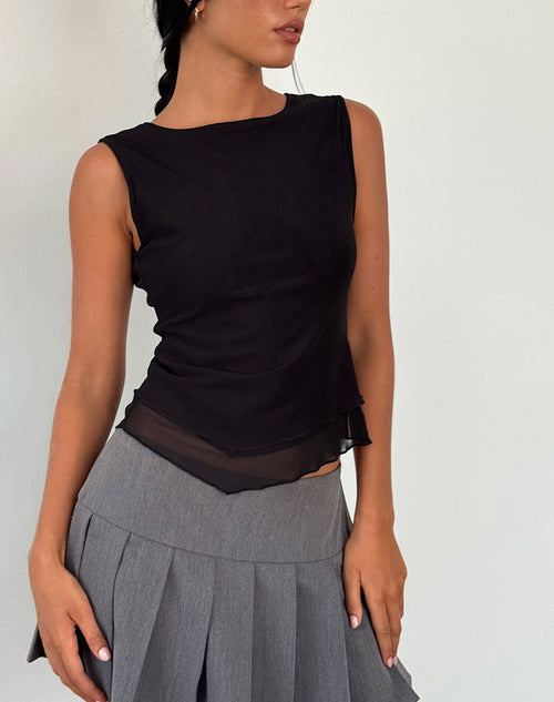 Image of Rochie Asymmetric Top in Mesh Black