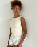 Image of Rochie Asymmetric Top in Mesh Cream