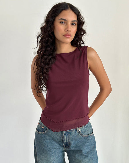 Aida Top in Tissue Deep Mahogany with Pink Lady