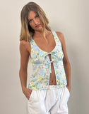 Image of Rodite Tie Front Top in Washed Out Pastel Floral