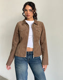 Image of Rohana Fitted Jacket in Baby Cord Walnut Brown