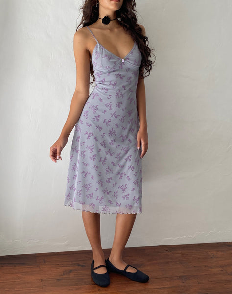 image of Rohaya Midi Dress in Purple Botanist Flock