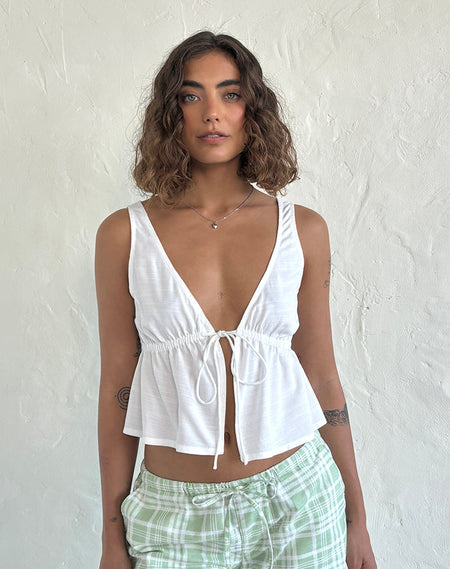 Rona Tie Front Top in Green Sage