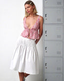 Image of Asada Pleated Waist Midi Skirt in Poplin White