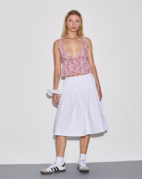 Image of Rolia Tie Front Top in Ditsy Floral Blush Red