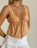 Image of Rolia Tie Front Top in Flower Garden Yellow