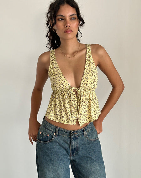 Kayve Tie Front Top in Lemonade