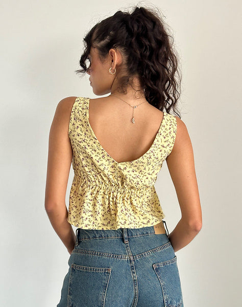 Image of Rolia Tie Front Top in Flowing Flower Yellow