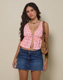 Image of Rolia Tie Front Top in Tile Flower Pink