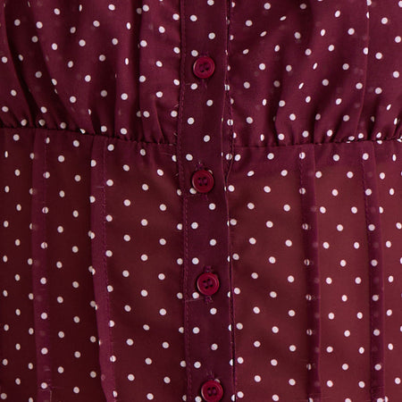 Rolina Blouse in Chiffon Mini Polka Burgundy