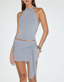Image of Gretna Tie Mini Skirt in Cupro Lilac Grey