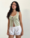 Image of Rona Tie Front Top in Green Sage