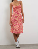 Image of Ronsha Midi Dress in Dark Wild Flower Cantaloupe