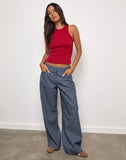 Image of Roomy Extra Wide Low Rise Jeans in Pinstripe Indigo Wash