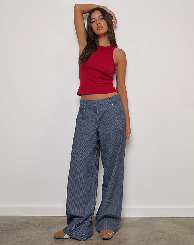 Image of Roomy Extra Wide Low Rise Jeans in Pinstripe Indigo Wash
