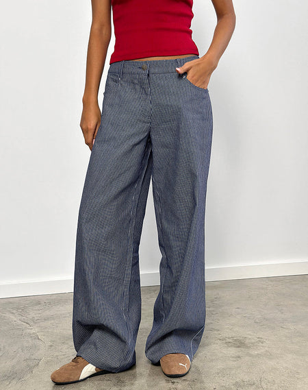 Lirura Trouser in Mini Gingham Blue and Grey