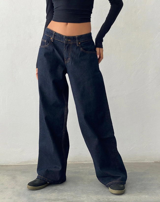 Image of Roomy Extra Wide Low Rise Jeans in Indigo