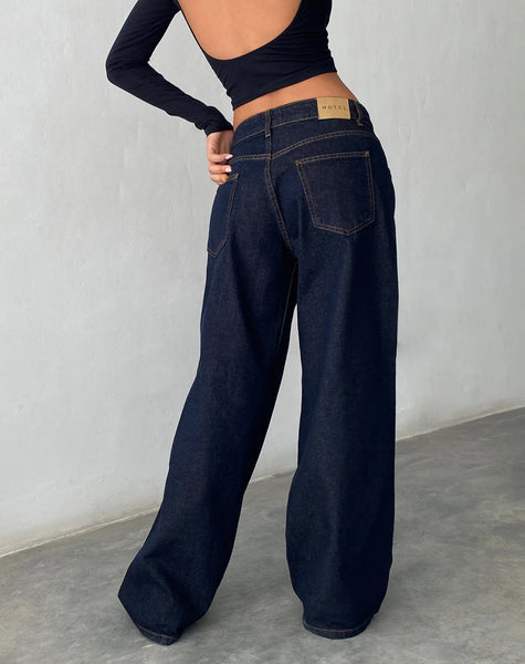 Image of Roomy Extra Wide Low Rise Jeans in Indigo