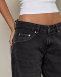 Image of Roomy Low Rise Jeans in Washed Black Grey