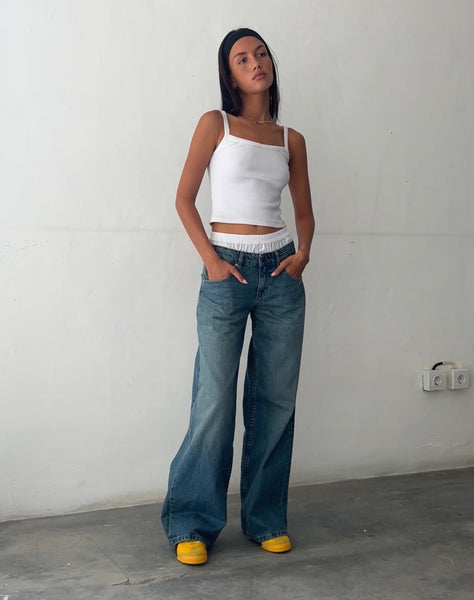 image of Roomy Extra Wide Low Rise Jeans in Vintage Blue Green