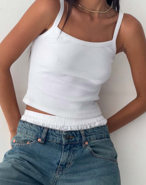 Image of Aus Ribbed Vest Top in White