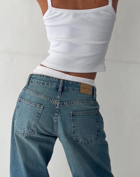 image of Roomy Extra Wide Low Rise Jeans in Vintage Blue Green