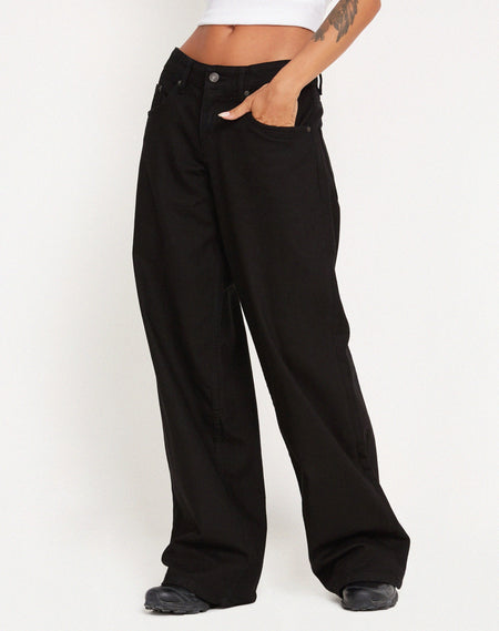 Roomy Extra Wide Low Rise Jeans in Black Wash