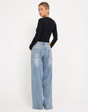 Image of Roomy Extra Wide Raw Hem Jeans in Vintage Blue Wash