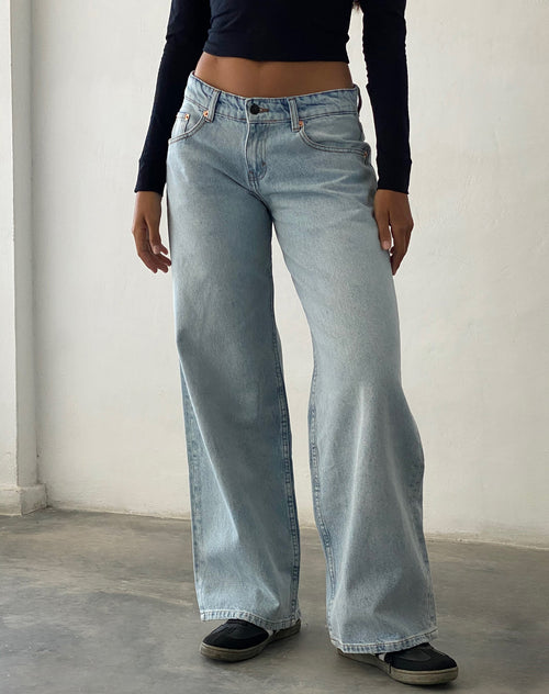 Image of Roomy Extra Wide Low Rise Jeans in Extreme Light Blue Wash