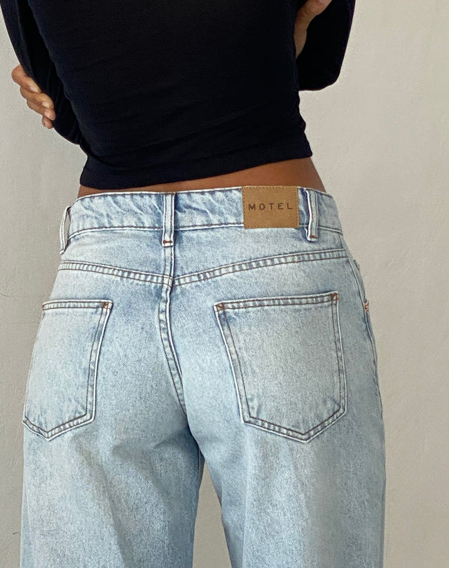 Image of Roomy Extra Wide Low Rise Jeans in Extreme Light Blue Wash