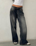 Image of Roomy Extra Wide Low Rise Jeans in Grey Used Bleach