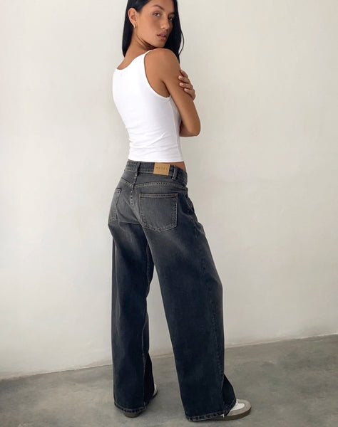 Image of Roomy Extra Wide Low Rise Jeans in Grey Used Bleach