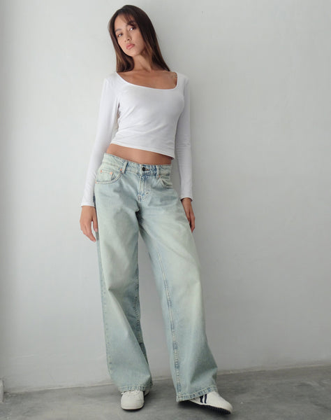 Image of Roomy Extra Wide Low Rise Jeans in Super Bleached Wash