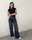 Image of Roomy Extra Wide Low Rise Jeans in Washed Black Grey